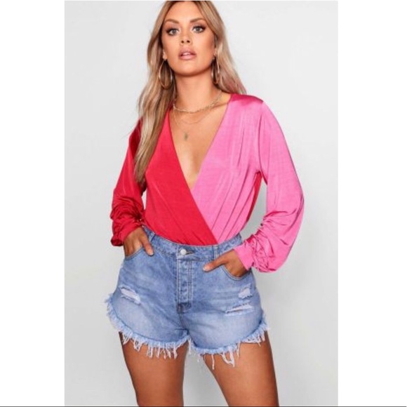 Tops - 🎉🌸Host Pick 🌸🎉Red& Pink Wrap bodysuit